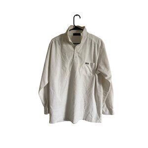 Louis Price Men's Vintage‎ 100% Cotton Collared Preppy Lightweight White Top